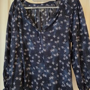 Style & Co. Navy Blue Floral Blouse